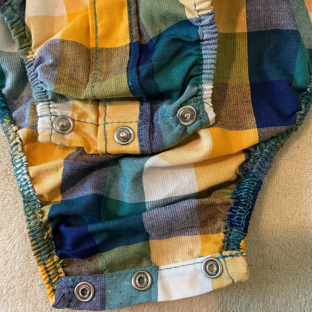 American Hawk Plaid Baby Romper 3-6M